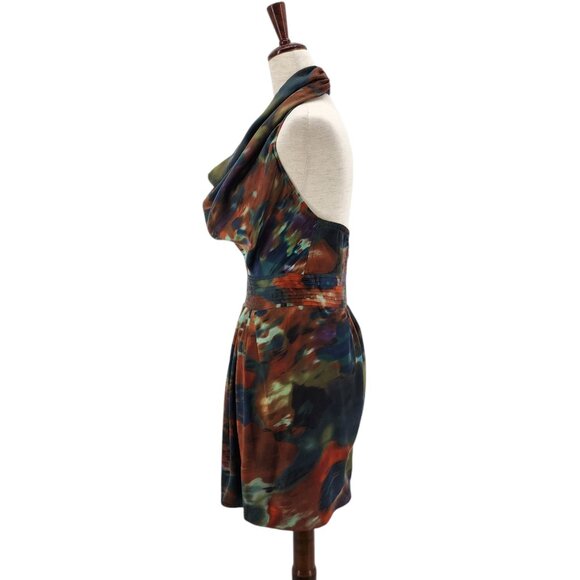 Catherine Malandrino Womens 2 Dress Silk Multicolor Abstract Cowl Neck Mini - Picture 4 of 11